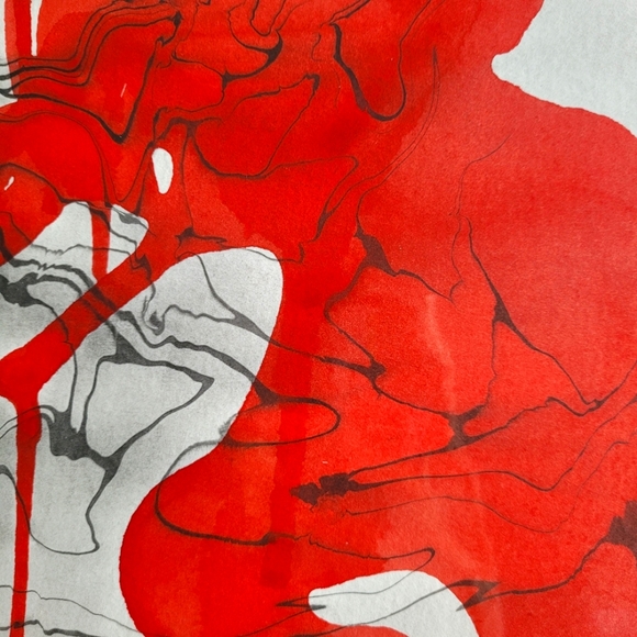 Original Mixed Media Suminagashi Abstract Watercolor Painting "Tusk" 11x14 - Picture 4 of 6